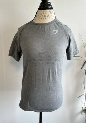 Gymshark‎ Vital Seamless 2.0 T-Shirt Tee Womens 2XL Smokey Grey Marl Crew thumbnail 1