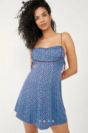 Free People Kai Print Tie Strap Mini Dress thumbnail 1