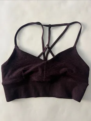 ALO YOGA Alosoft Lavish Bra in Oxblood Heather Sz Small thumbnail 2