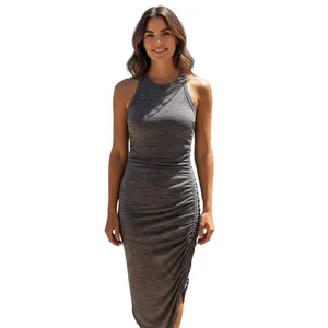 Veronica Beard‎ Haylee Rib-Knit Ruched Midi-Dress Multicolored thumbnail 3