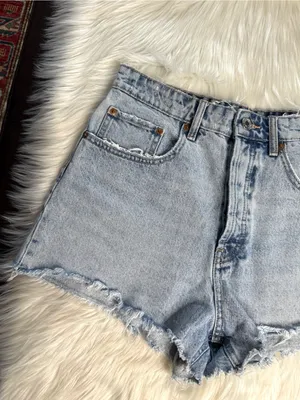 Zara High Waisted Acid Wash Denim Cut Offs thumbnail 2