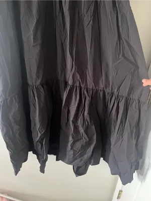 H&M Black Puff Sleeve Tiered Midi Dress Small Modest Romantic Cottagecore thumbnail 5