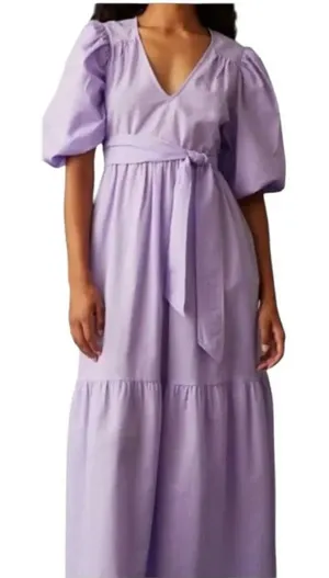Marie Oliver Betti Aster Purple Lavender V-Neck Tiered Maxi Dress S thumbnail 1