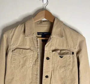 Abercrombie & Fitch Women’s Vintage Cotton Corduroy Jacket Tan Y2K size XS thumbnail 3