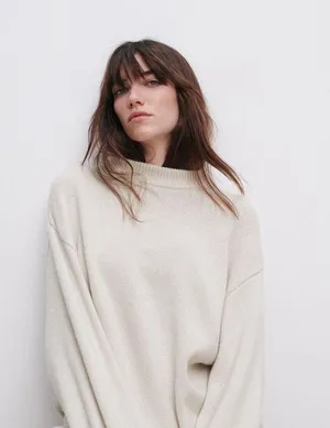 Zara Oversized Neutral Sweater Top thumbnail 3
