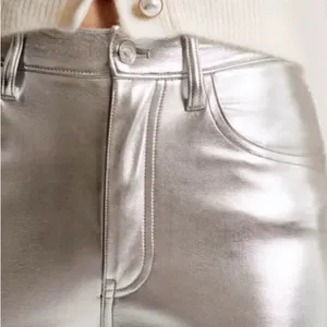 Abercrombie & Fitch 90's Straight Ultra High Rise Leather Pants Silver‎ 26 Short thumbnail 6