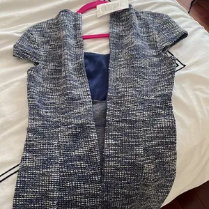 🆕 Grace Karin | Cap Sleeve Tweed Pencil Dress Blue White Small NWT thumbnail 1