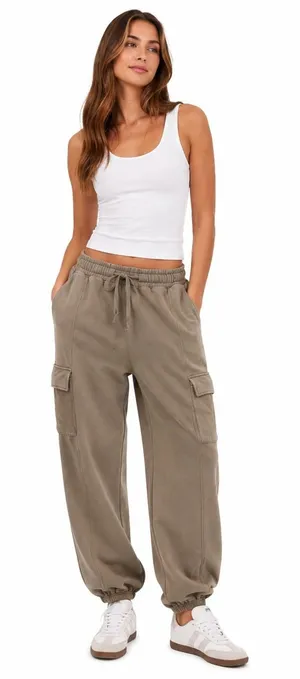 Abercrombie‎ & Fitch Taupe Cargo Sweatpants Joggers Soft A&F Collection Size M thumbnail 1