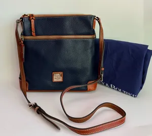 Dooney and Bourke Pebble Grain Crossbody Bag 2010s Midnight Blue Leather R264 thumbnail 1