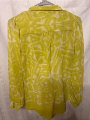 Madison Yellow and White Tie-Neck Blouse thumbnail 4