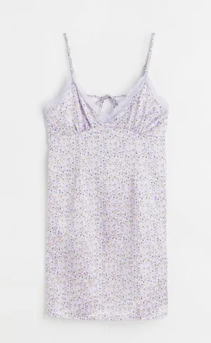 H&M purple floral satin lace mini slip dress thumbnail 1