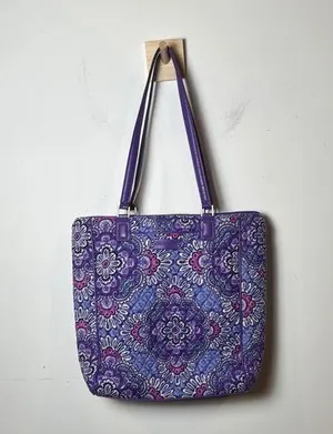 Vera Bradley Crosstown Tote Shoulder Bag Purple Lilac Tapestry Retired Pattern thumbnail 1