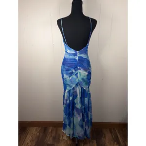 Here‎ Comes The Sun Sunni Low Back Midi Dress Floral Blue Xs Fit & Flare thumbnail 3