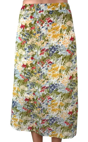 Commense Green Multicolor High Waisted Floral Peasant A Line Midi Skirt Size S thumbnail 1