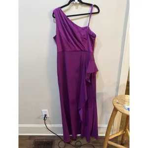 Adrianna Papell Women's One-Shoulder Draped Satin Gown Dress Size 14 thumbnail 7
