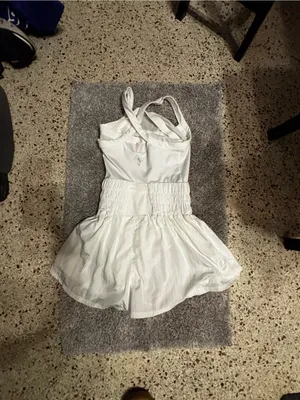 FREE PEOPLE FP Movement Prima Shortsie Romper Jumpsuit White Tiered Small thumbnail 6