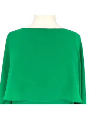 Zara Green Flowy Cape Blouse Layered Design Cut-Out Sleeves Size XS thumbnail 7