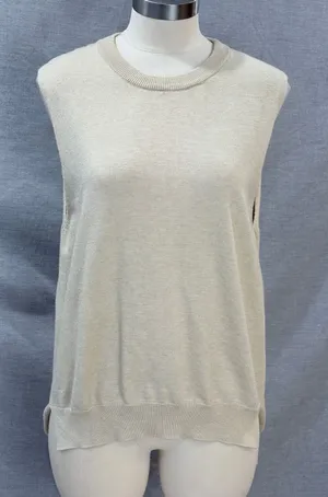 Maeve by Anthropologie‎ Oatmeal Beige Open Tie Back Knit Sweater Vest One Size thumbnail 1
