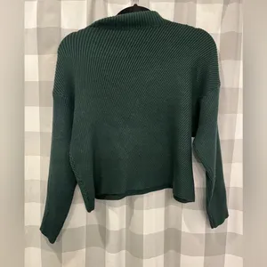 Maeve Forest Green Ribbed Mock Neck Sweater thumbnail 3