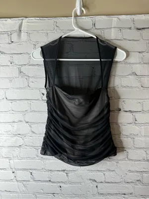 Abercrombie & Fitch Black Sheer Ruched Camisole small thumbnail 2
