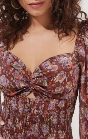 💕ASTR💕 Arlette Floral Sweetheart Long Sleeve Maxi Dress Floral Print Small NWT thumbnail 9