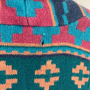 Vintage 90s Teal Blue Pink Southwestern Aztec Button Up Sweater Vest thumbnail 12