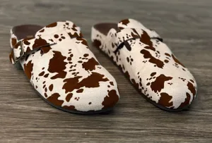 MIA Gipsy Cow Print Buckle Clog Mules Size 7.5 thumbnail 1