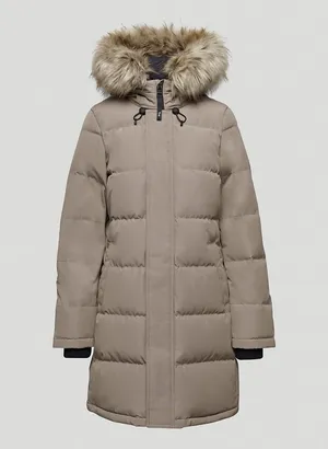 Aritzia Tna The Powder Parka Mid Length Jacket Modern Taupe Goose Down SMALL. thumbnail 6