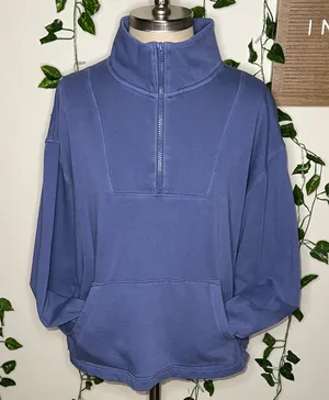 Old Navy Blue Quarter Zip Crewneck Front Pocket thumbnail 1