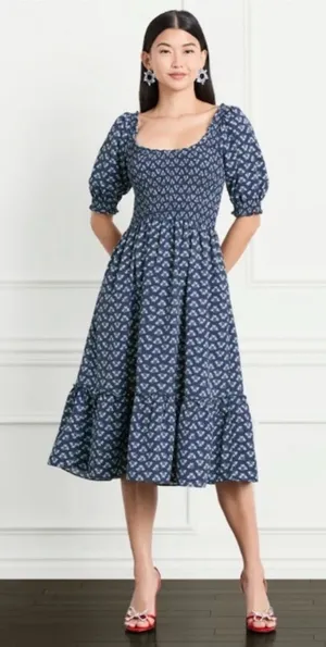 House Hill House Louisa Nap Dress in Posy Navy Crepe Small thumbnail 1