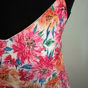 Pink Lily Floral Maxi Slip Dress Pink Orange Adjustable Strap Side Slit V-Neck M thumbnail 3