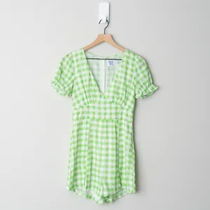 Princess Polly Gingham Shorts Romper Ruffle Short Sleeve Scoop V-Neck Zip Up 2 thumbnail 3
