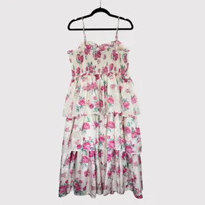 LoveShackFancy Womens Dress Elise Midi Smocked Floral Layered Cottagecore XL thumbnail 3