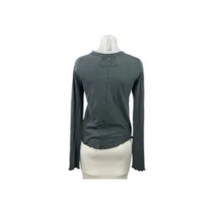 Free People We The Free Be My Baby Black Long Sleeve Lettuce Edge T Shirt Tee L thumbnail 3