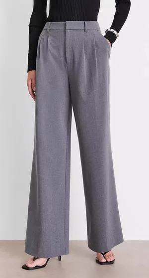 NWT LOFT Versa Seasonless Stretch Double Pleat Wide Leg Pants Heather Gray Sz 14 thumbnail 1