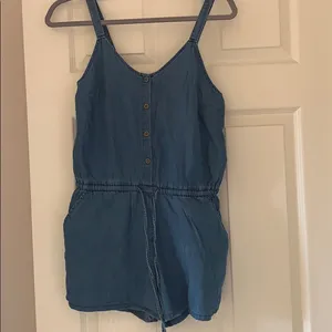 Old Navy Chambray Denim Romper Button Front XS thumbnail 2