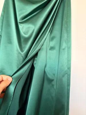 Ruched Strapless Meshki Riley Drape Split Dress Emerald  thumbnail 4