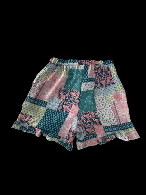 Simply Southern Patchwork Short Pajama Set - Pink, Teal & Cream thumbnail 9
