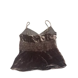 Banana Republic 8 Brown Velvet Babydoll Cami Top Smocked Y2K Silk Blend thumbnail 3