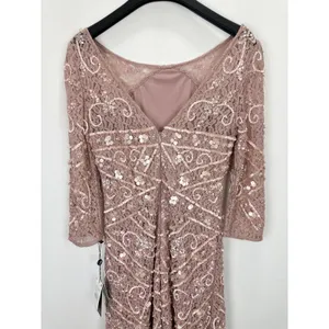 Adrianna Papell Sequin Beaded Boat Neck Dress Cocktail Rose Quartz US 4 NWT thumbnail 15
