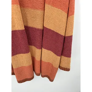 Umgee Pink Orange Sunset Stripe Long Sleeve Knit Cardigan Sweater Womens Medium‎ thumbnail 3