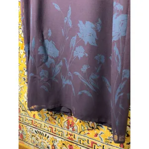 Vintage INC Dark Purple 100% Silk Floral Maxi Dress Size 12 Wedding Guest thumbnail 4