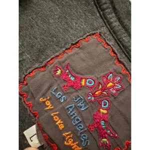 Johnny Was Gray Floral Embroidered Top Size Large thumbnail 5
