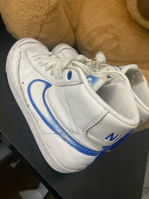 NIKE BLAZER MID 77 WHITE-HYPER BLUE "AIRBRUSH" Womens 5.5 thumbnail 4