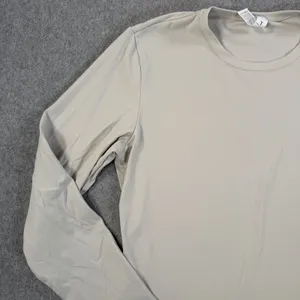 Yogalicious Women's Large Zenly Zena Long Sleeve Activewear Top Tan Crew Neck thumbnail 3