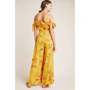 Anthropologie Londonderry Wide Leg Jumpsuit Yellow Floral Size 4 thumbnail 2