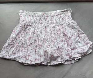 Altar'd State Pink Floral Ruffle mini skirt thumbnail 1