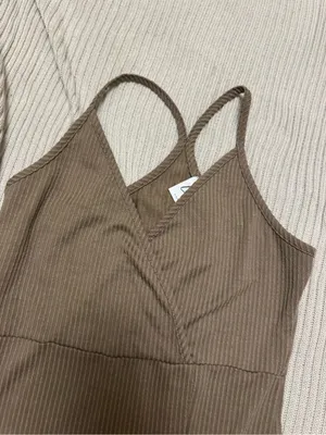 Ribbed Midi Dress in Brown thumbnail 5