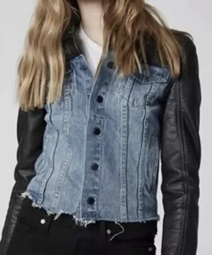 Blank NYC Faux Leather Denim Hybrid Jacket thumbnail 7