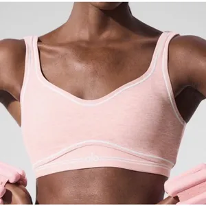 Alo Yoga Alosoft Heart Throb Bra Pink Quartz Heather/White XS Pastel thumbnail 1